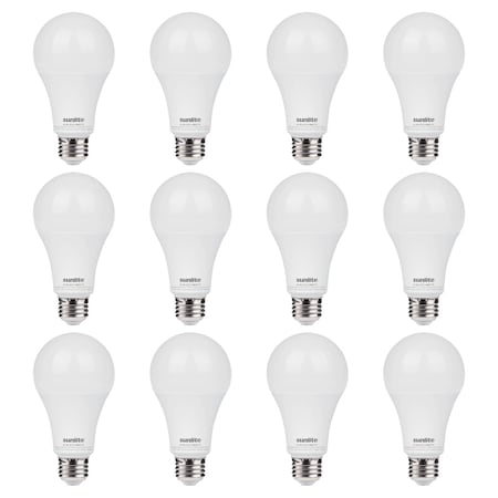 Sunlite LED A19 Light Bulbs, 14W 100W Equiv 1500 Lumens Medium Base E26 Non-Dimmable UL 2700K, 3PK 80935-SU